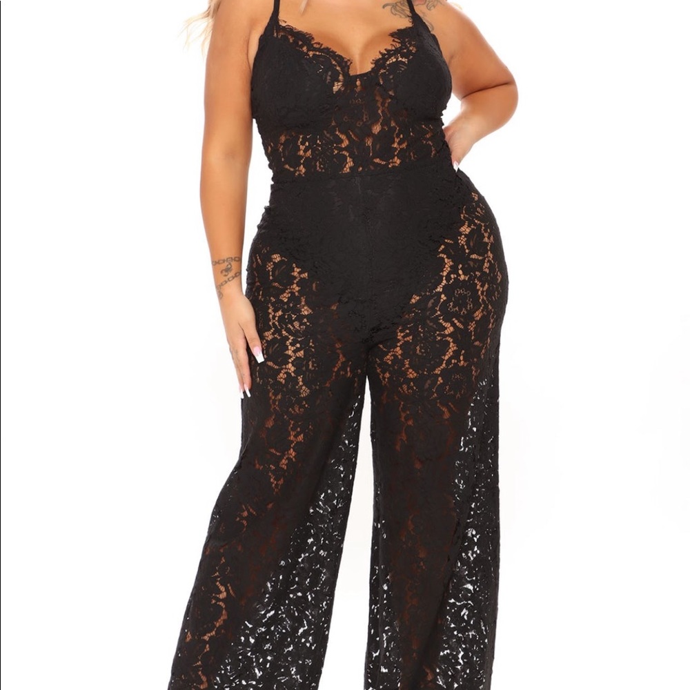 Evening Glow Lace Jumpsuit - Black